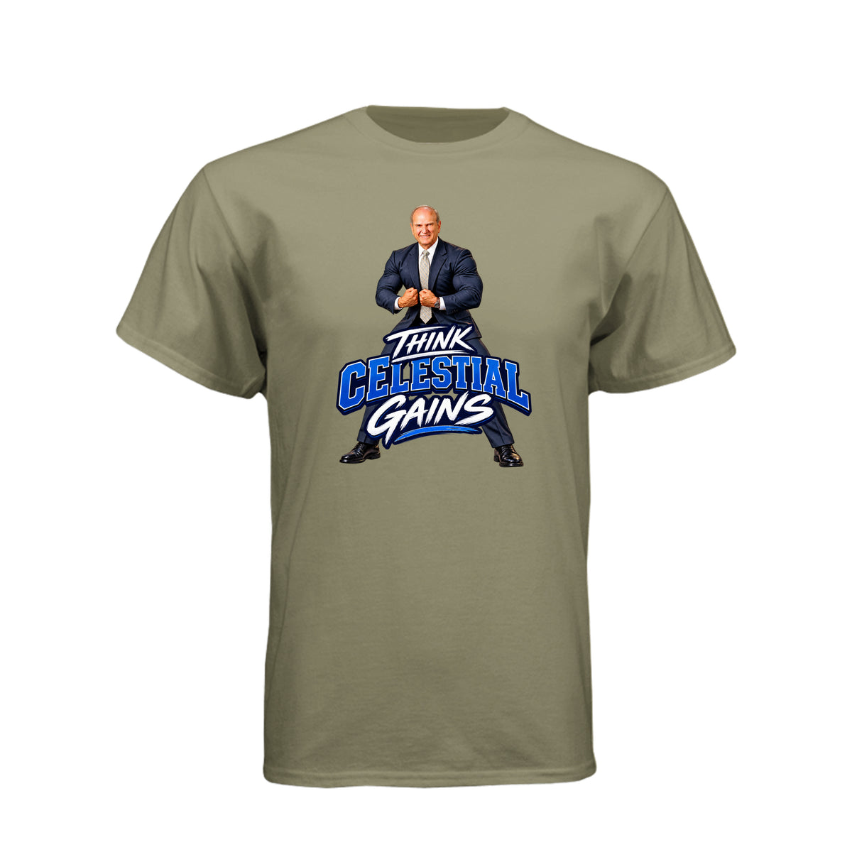 President Russell M. Nelson Think Celestial Gains LDS t-shirt featuring prophet and eternal fitness message - product view 6
