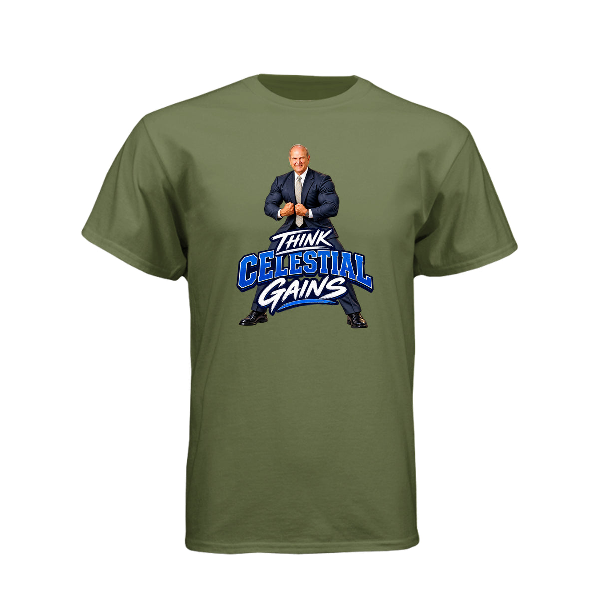 President Russell M. Nelson Think Celestial Gains LDS t-shirt featuring prophet and eternal fitness message - product view 7