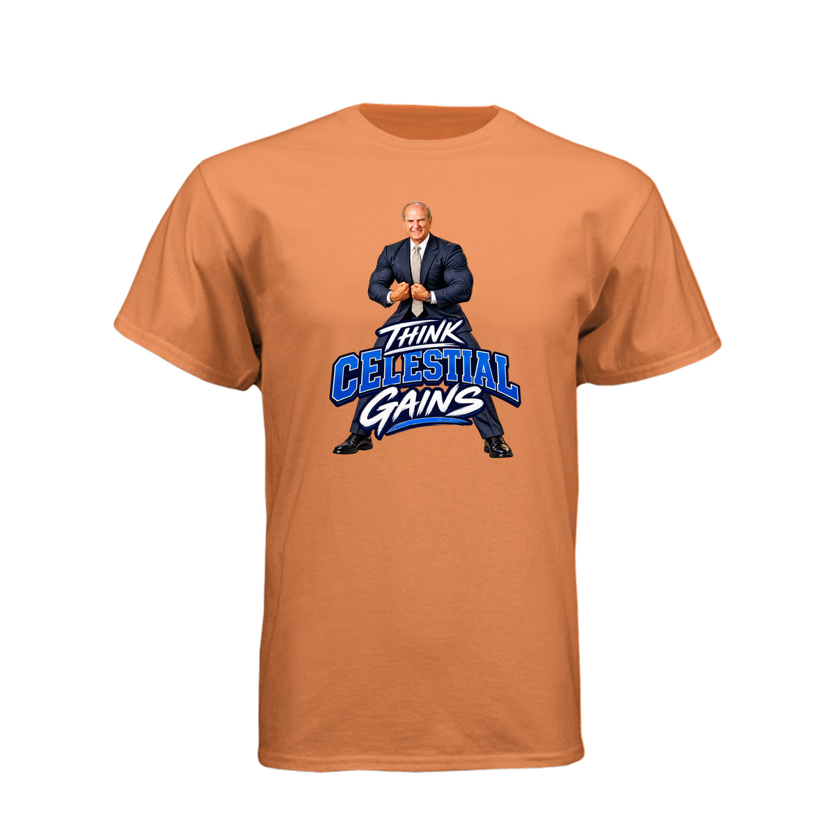 President Russell M. Nelson Think Celestial Gains LDS t-shirt featuring prophet and eternal fitness message - product view 8