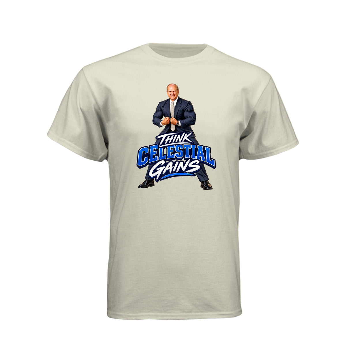 President Russell M. Nelson Think Celestial Gains LDS t-shirt featuring prophet and eternal fitness message - product view 10