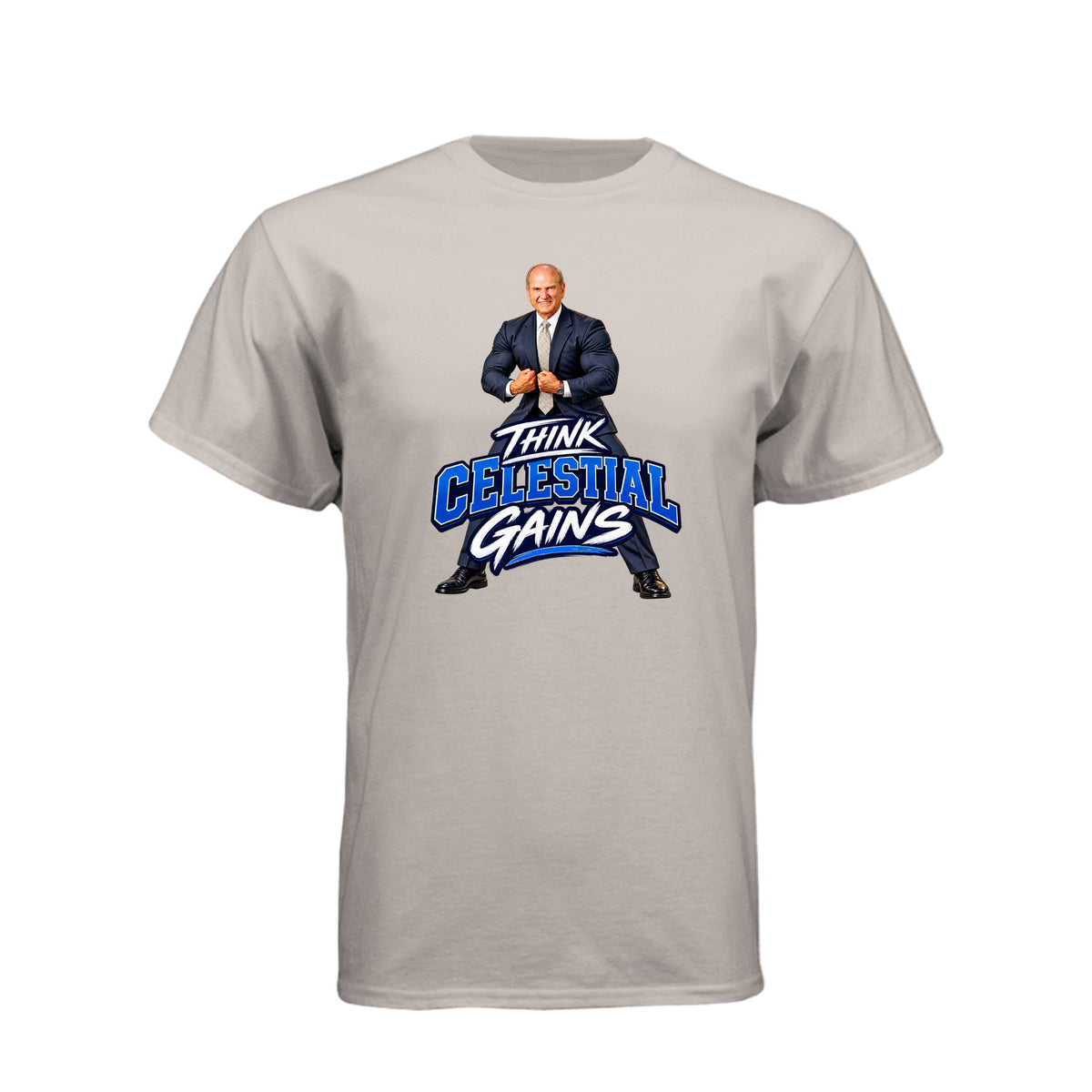 President Russell M. Nelson Think Celestial Gains LDS t-shirt featuring prophet and eternal fitness message - product view 11