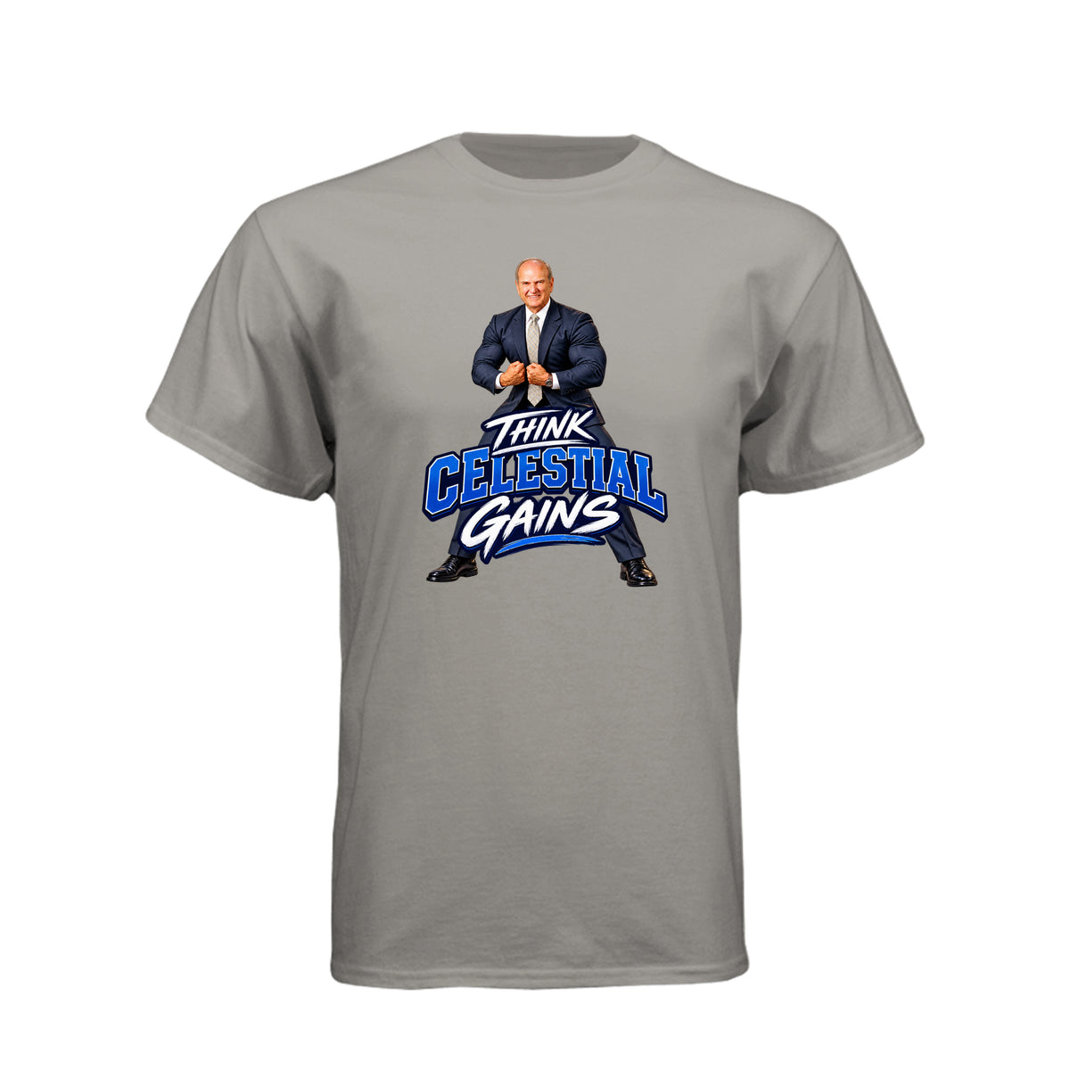 President Russell M. Nelson Think Celestial Gains LDS t-shirt featuring prophet and eternal fitness message - product view 12