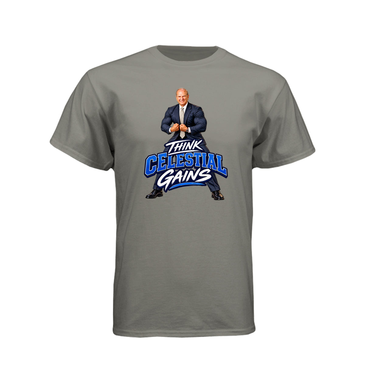 President Russell M. Nelson Think Celestial Gains LDS t-shirt featuring prophet and eternal fitness message - product view 13
