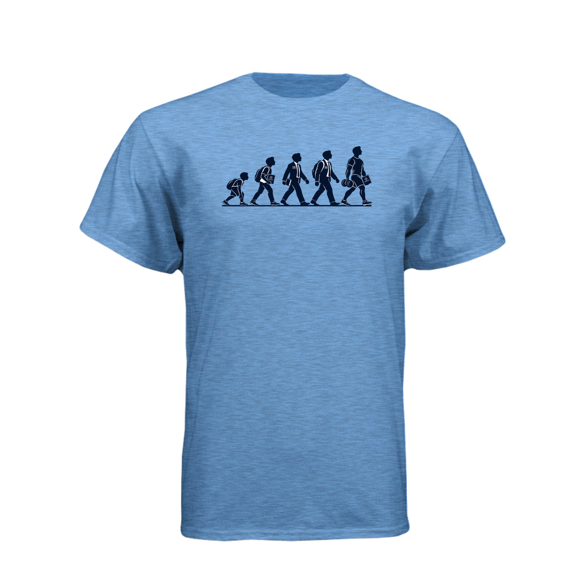 Returned Missionary Evolution LDS t-shirt featuring humor about post-mission life and growth - product view 2