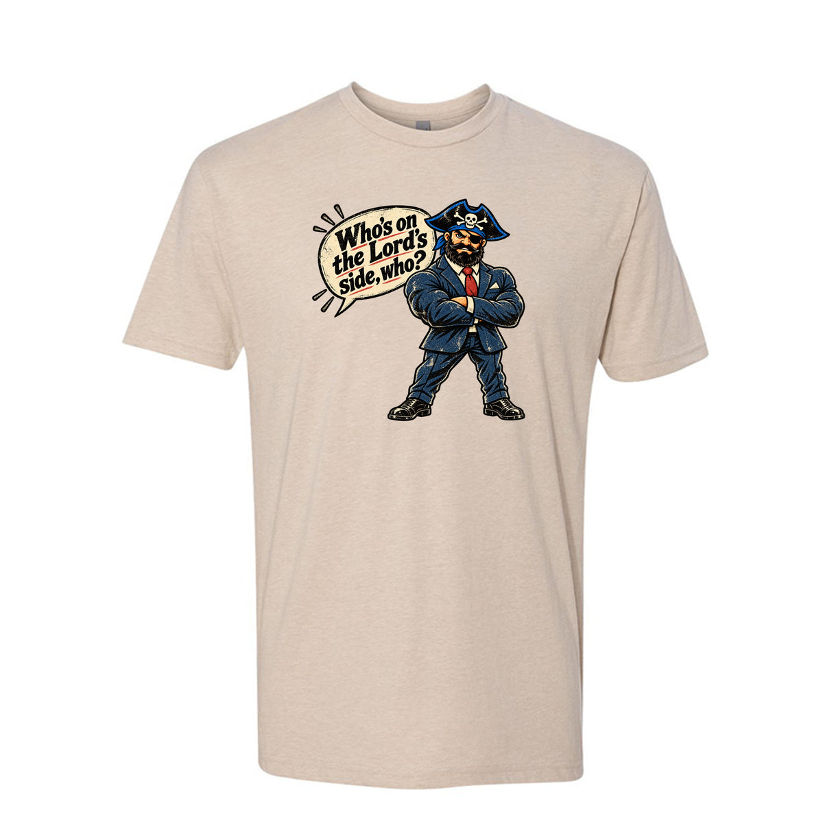 The Pirate Who's On The Lord's Side LDS t-shirt featuring Book of Mormon and commitment to faith message - product view 3
