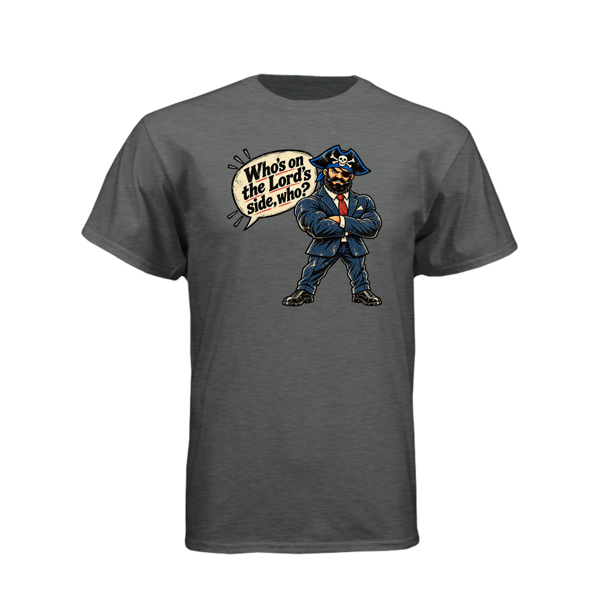The Pirate Who's On The Lord's Side LDS t-shirt featuring Book of Mormon and commitment to faith message - product view 4