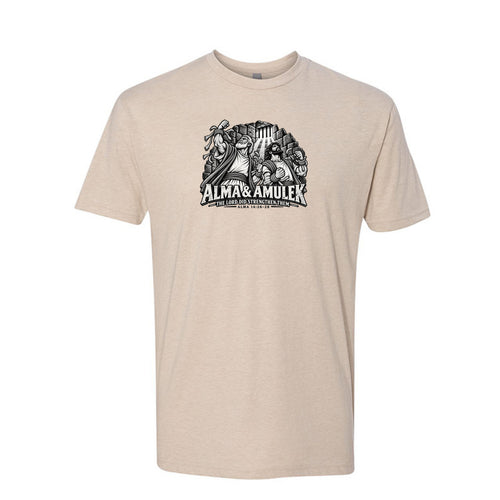 Alma and Amulek LDS t-shirt design inspired by Book of Mormon scripture about strength through faith - product view 2