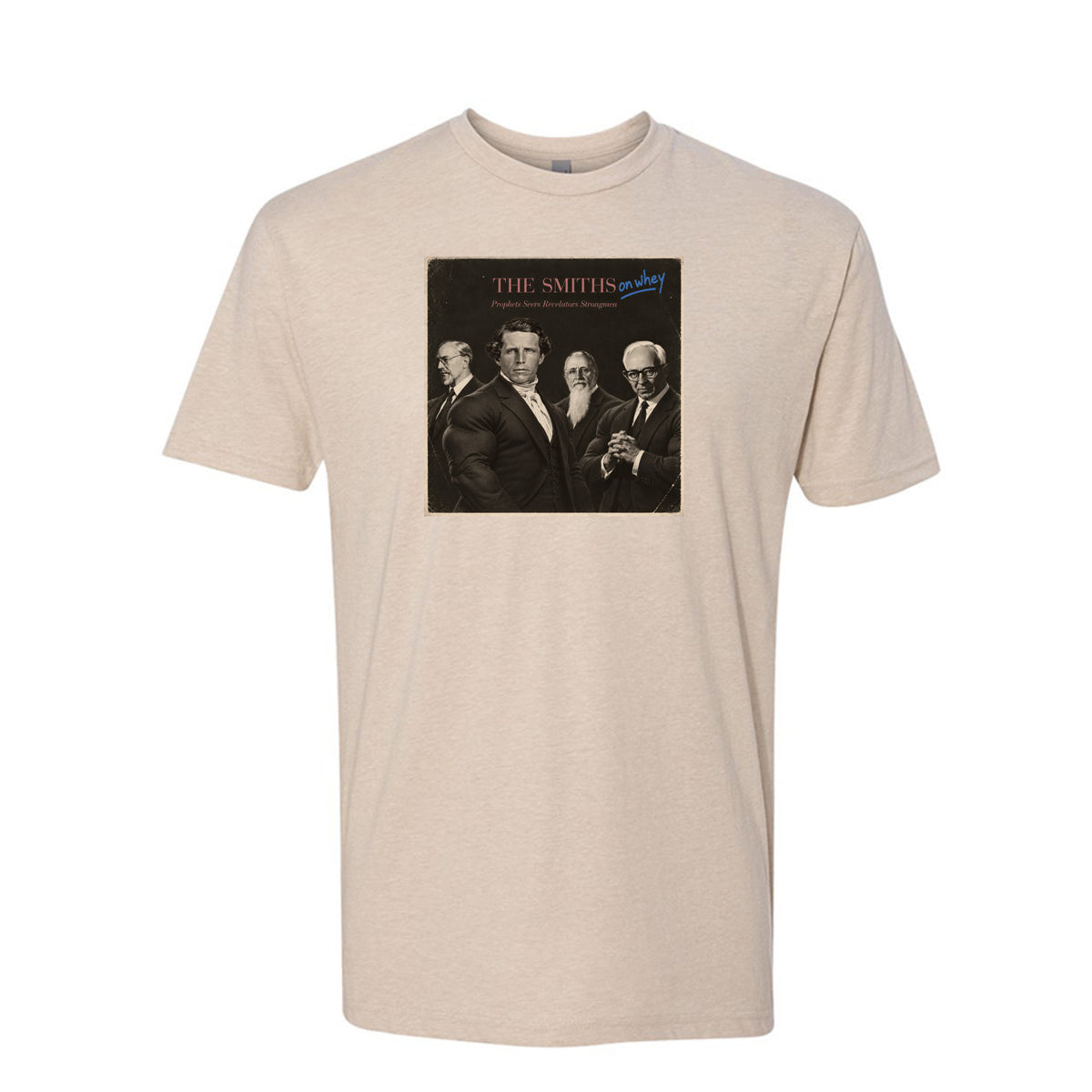 The Smiths On Whey LDS t-shirt featuring Joseph Smith family humor and fitness protein theme - product view 4