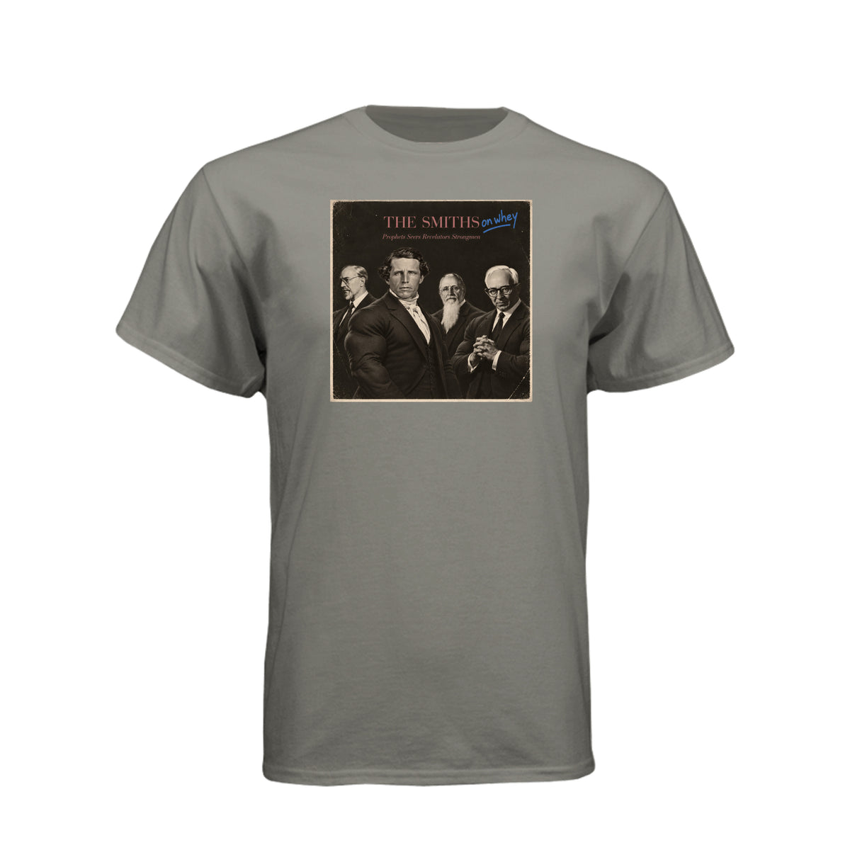 The Smiths On Whey LDS t-shirt featuring Joseph Smith family humor and fitness protein theme - product view 2