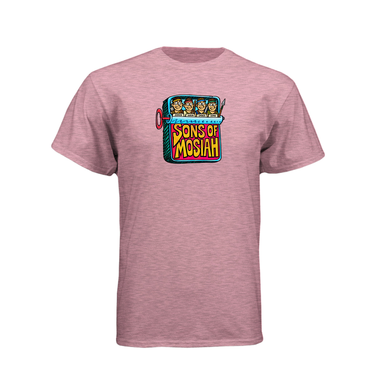 Sons of Mosiah Beastie Boys inspired LDS t-shirt featuring Book of Mormon missionaries Ammon and his brothers - product view 4
