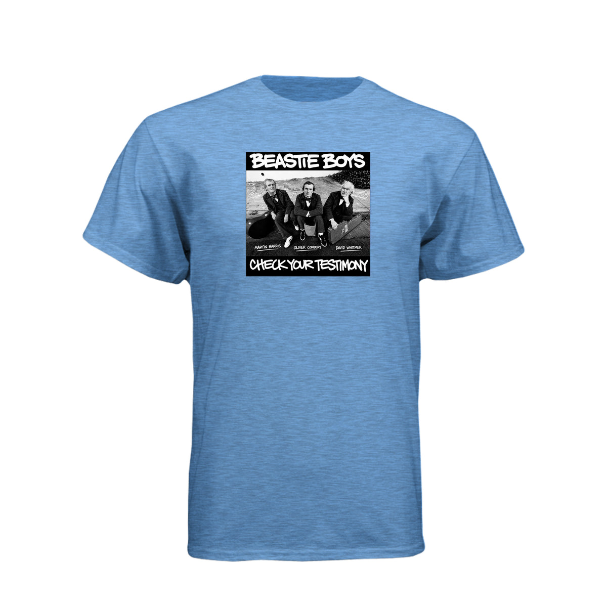 Three Witnesses Beastie Boys style LDS t-shirt featuring Book of Mormon translation history - product view 3