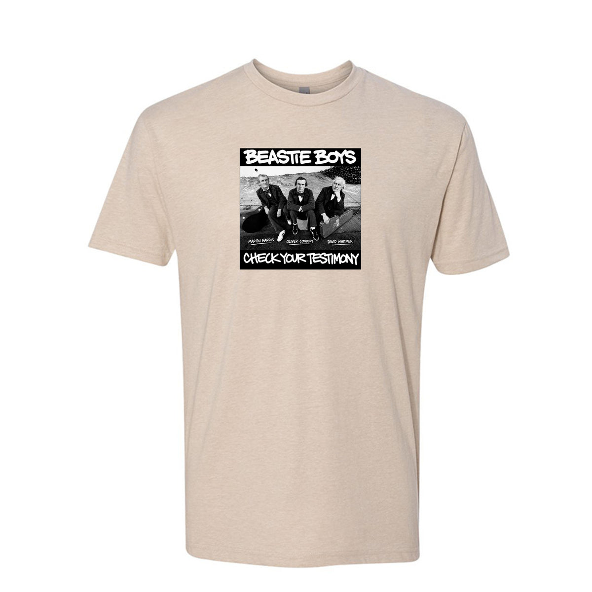 Three Witnesses Beastie Boys style LDS t-shirt featuring Book of Mormon translation history - product view 4