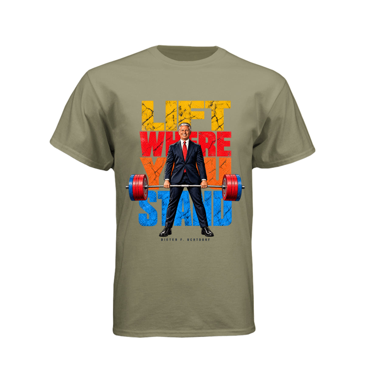 President Dieter F. Uchtdorf Lift Where You Stand LDS t-shirt featuring classic General Conference talk - product view 6