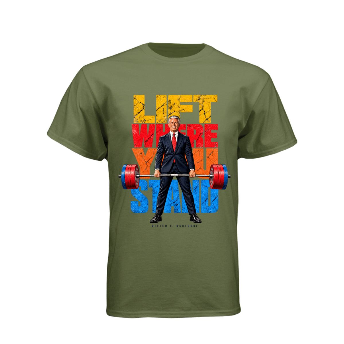President Dieter F. Uchtdorf Lift Where You Stand LDS t-shirt featuring classic General Conference talk - product view 7