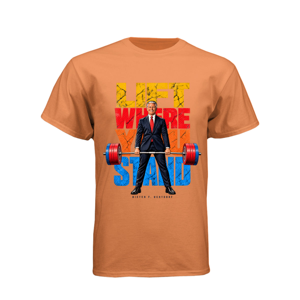 President Dieter F. Uchtdorf Lift Where You Stand LDS t-shirt featuring classic General Conference talk - product view 8