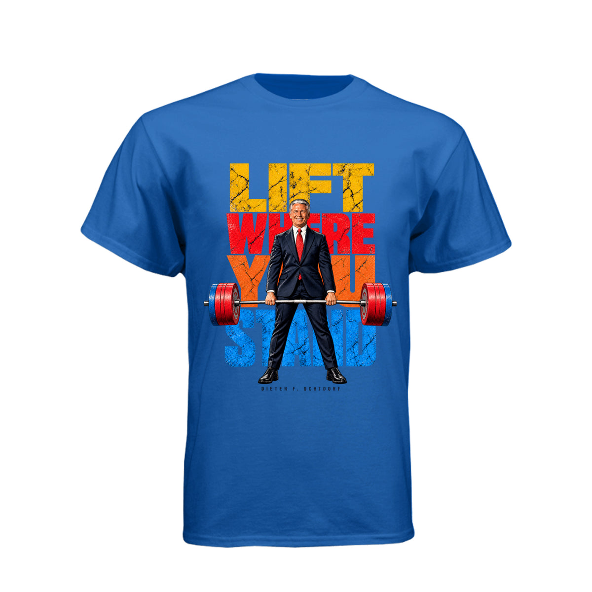 President Dieter F. Uchtdorf Lift Where You Stand LDS t-shirt featuring classic General Conference talk - product view 9