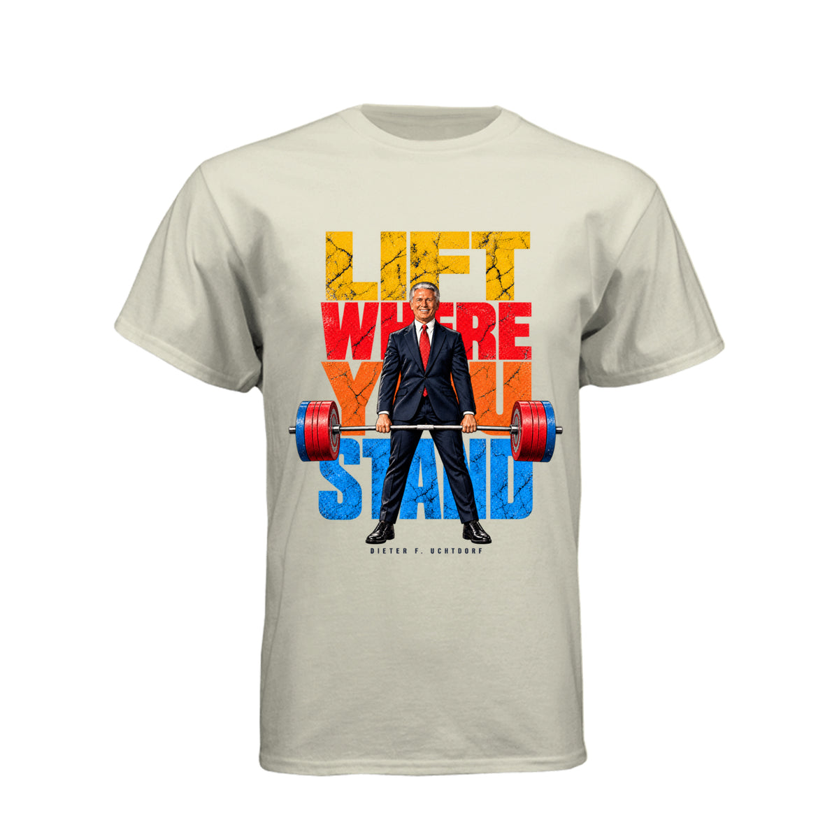 President Dieter F. Uchtdorf Lift Where You Stand LDS t-shirt featuring classic General Conference talk - product view 10