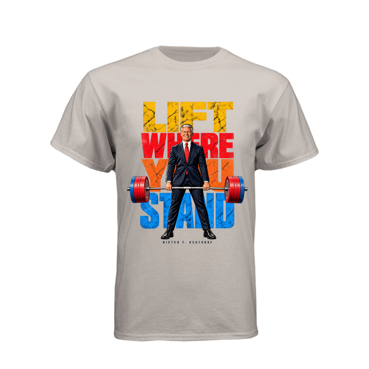President Dieter F. Uchtdorf Lift Where You Stand LDS t-shirt featuring classic General Conference talk - product view 11