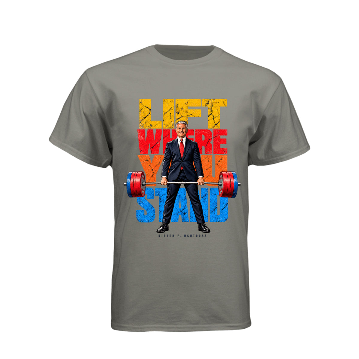 President Dieter F. Uchtdorf Lift Where You Stand LDS t-shirt featuring classic General Conference talk - product view 13