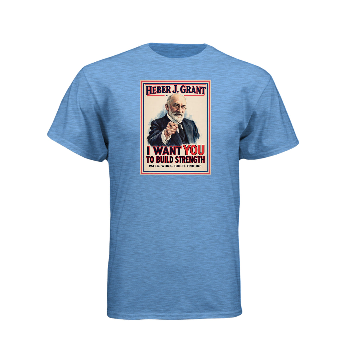 President Heber J. Grant I Want You LDS t-shirt featuring prophet and service call to action - product view 3