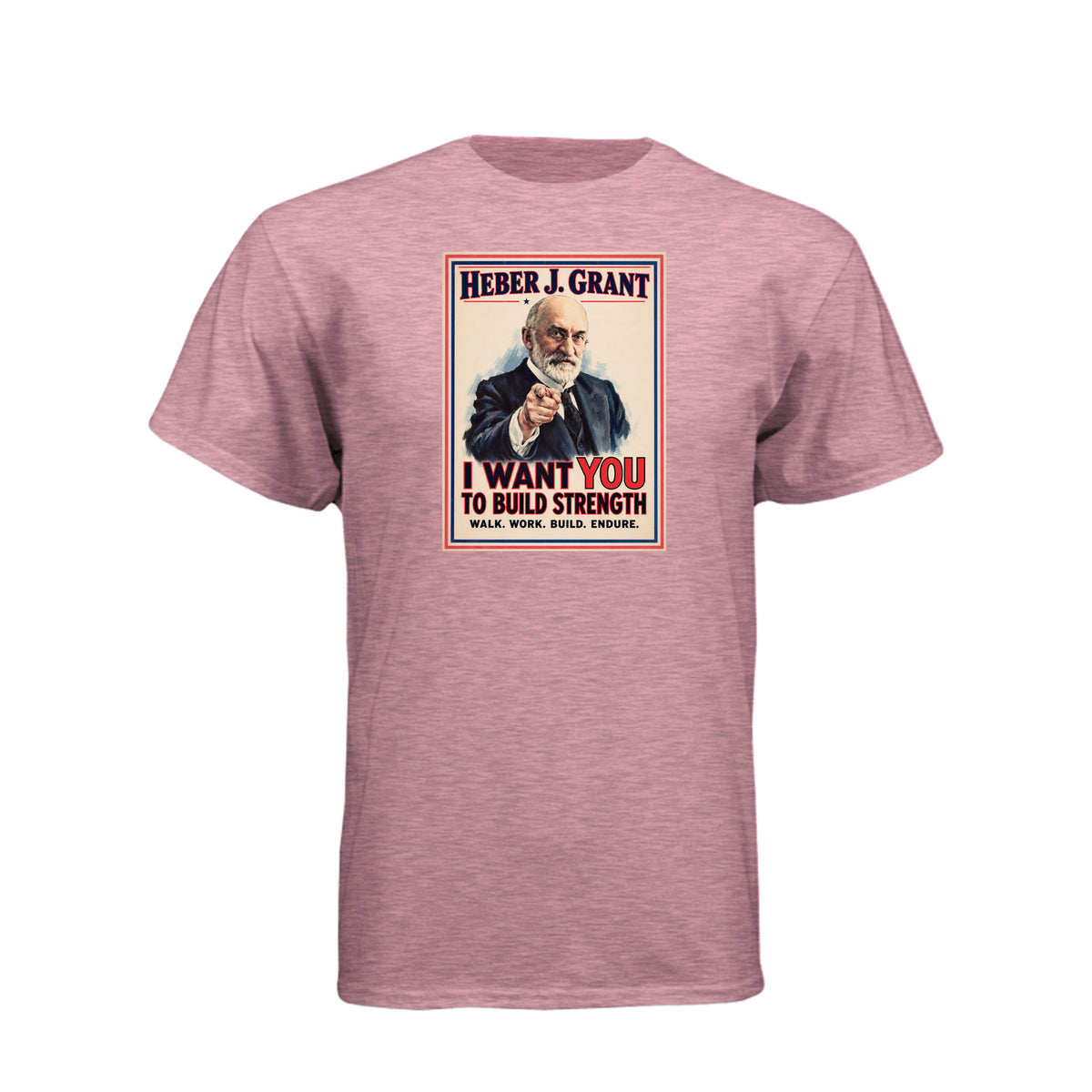 President Heber J. Grant I Want You LDS t-shirt featuring prophet and service call to action - product view 5