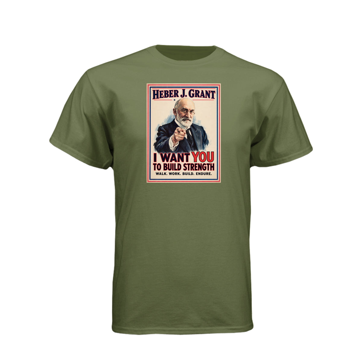 President Heber J. Grant I Want You LDS t-shirt featuring prophet and service call to action - product view 8