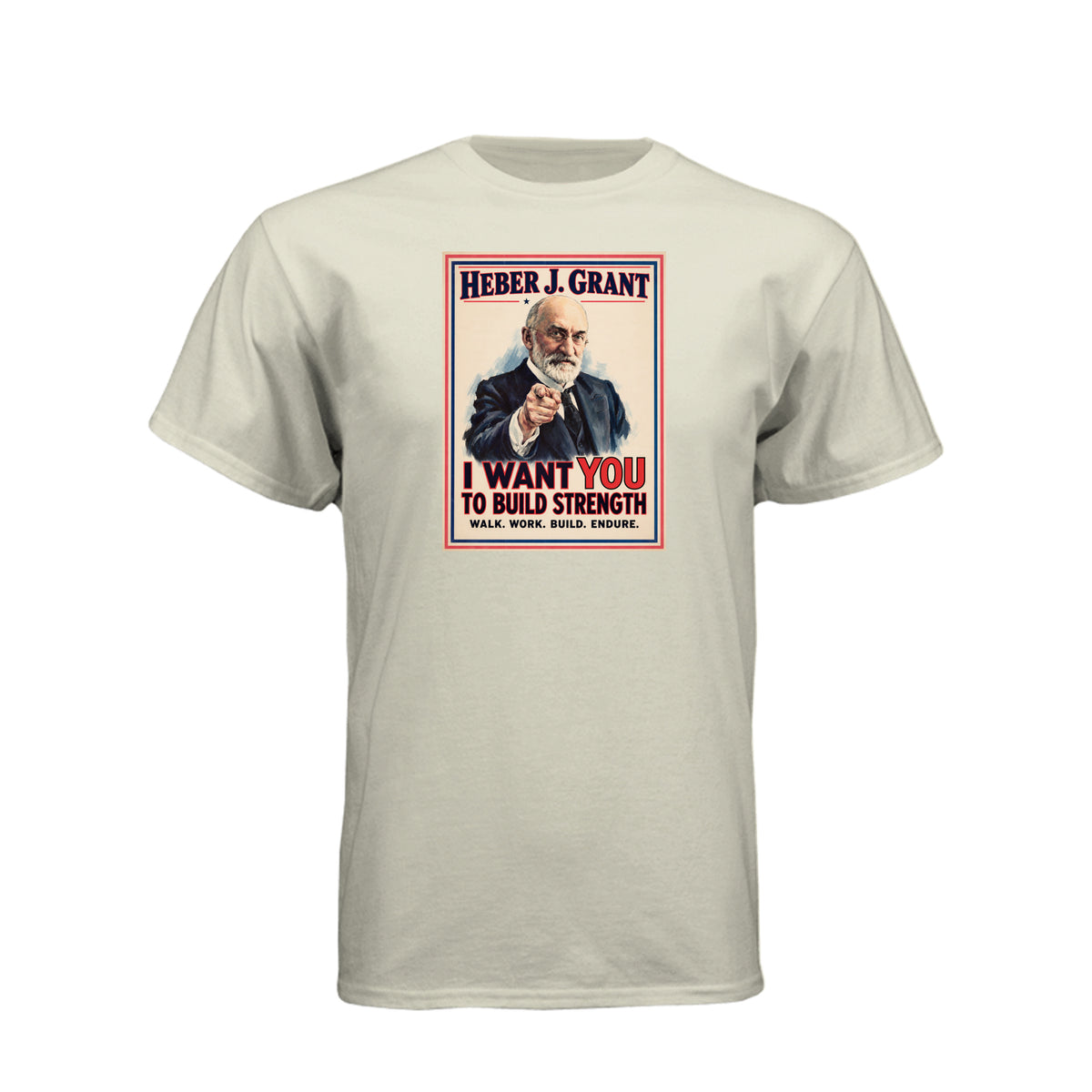 President Heber J. Grant I Want You LDS t-shirt featuring prophet and service call to action - product view 10