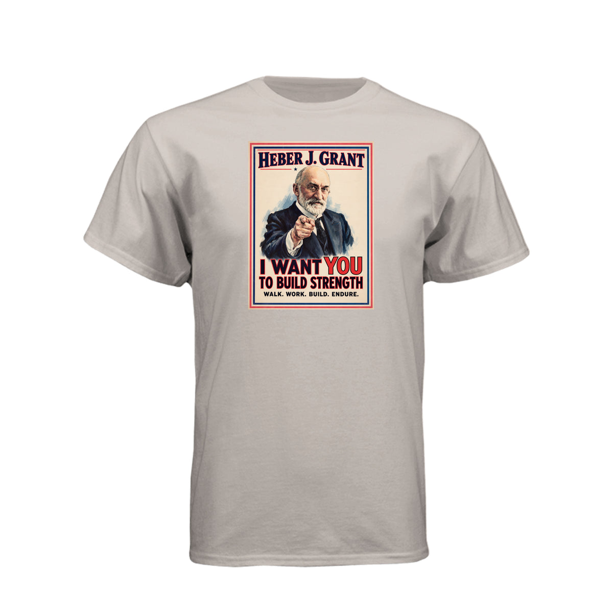 President Heber J. Grant I Want You LDS t-shirt featuring prophet and service call to action - product view 11