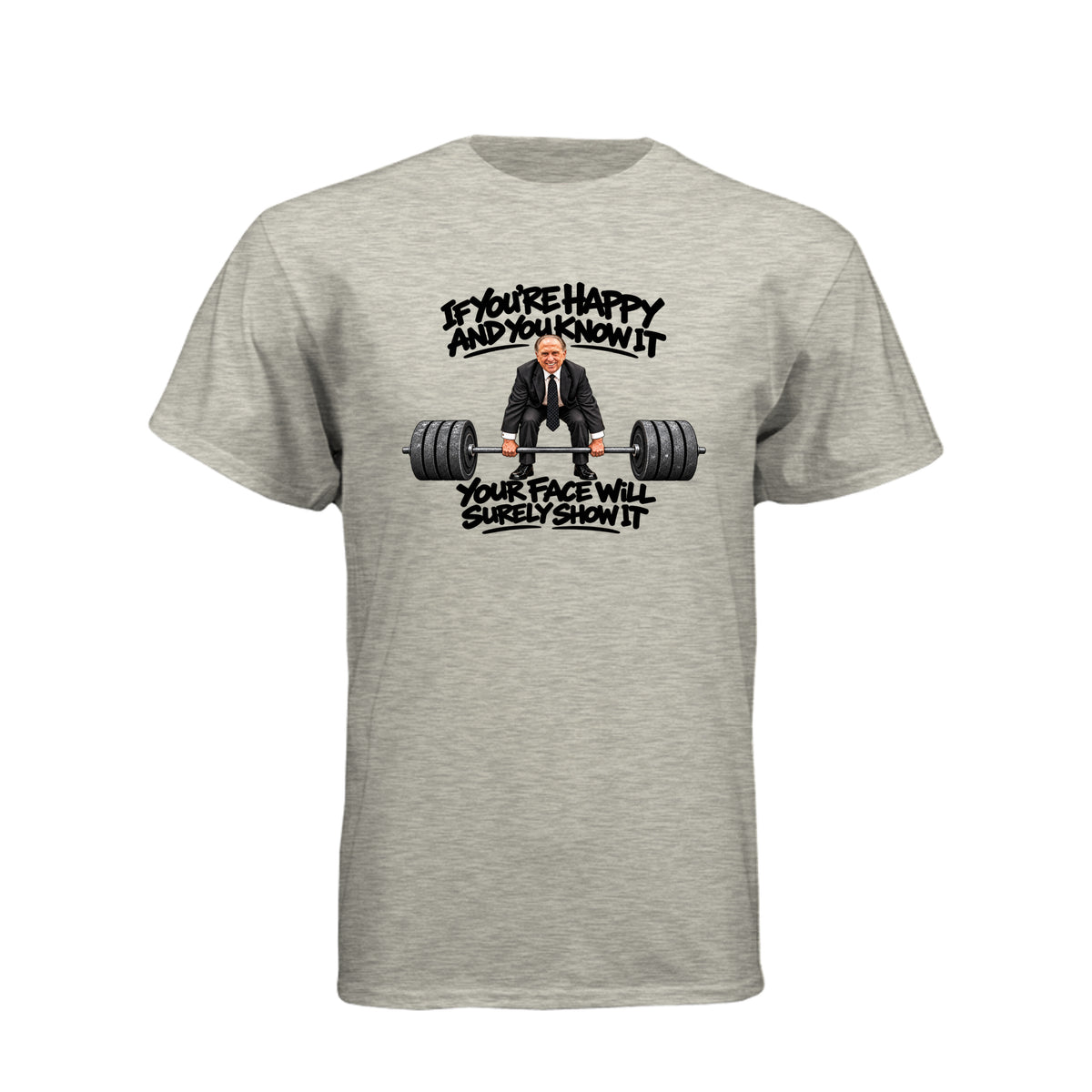 President Thomas S. Monson If You're Happy and You Know It LDS t-shirt featuring beloved prophet and joy message - product view 6