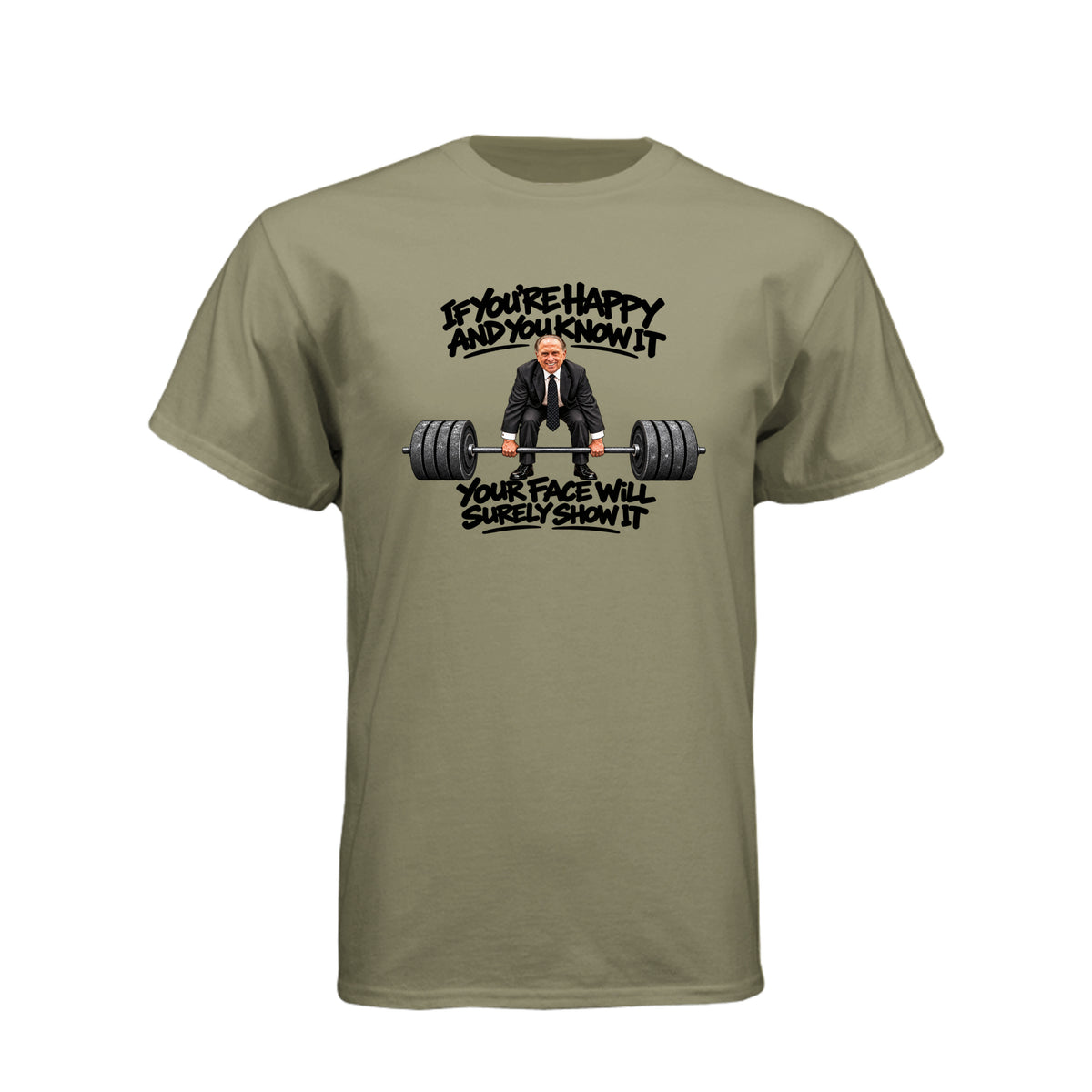 President Thomas S. Monson If You're Happy and You Know It LDS t-shirt featuring beloved prophet and joy message - product view 7