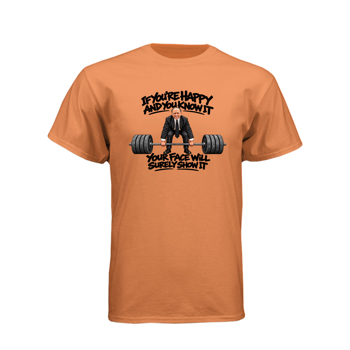 President Thomas S. Monson If You're Happy and You Know It LDS t-shirt featuring beloved prophet and joy message - product view 9