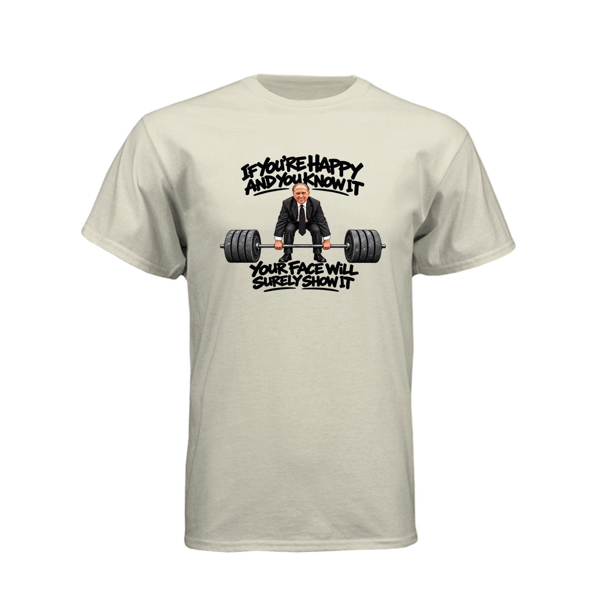 President Thomas S. Monson If You're Happy and You Know It LDS t-shirt featuring beloved prophet and joy message - product view 11