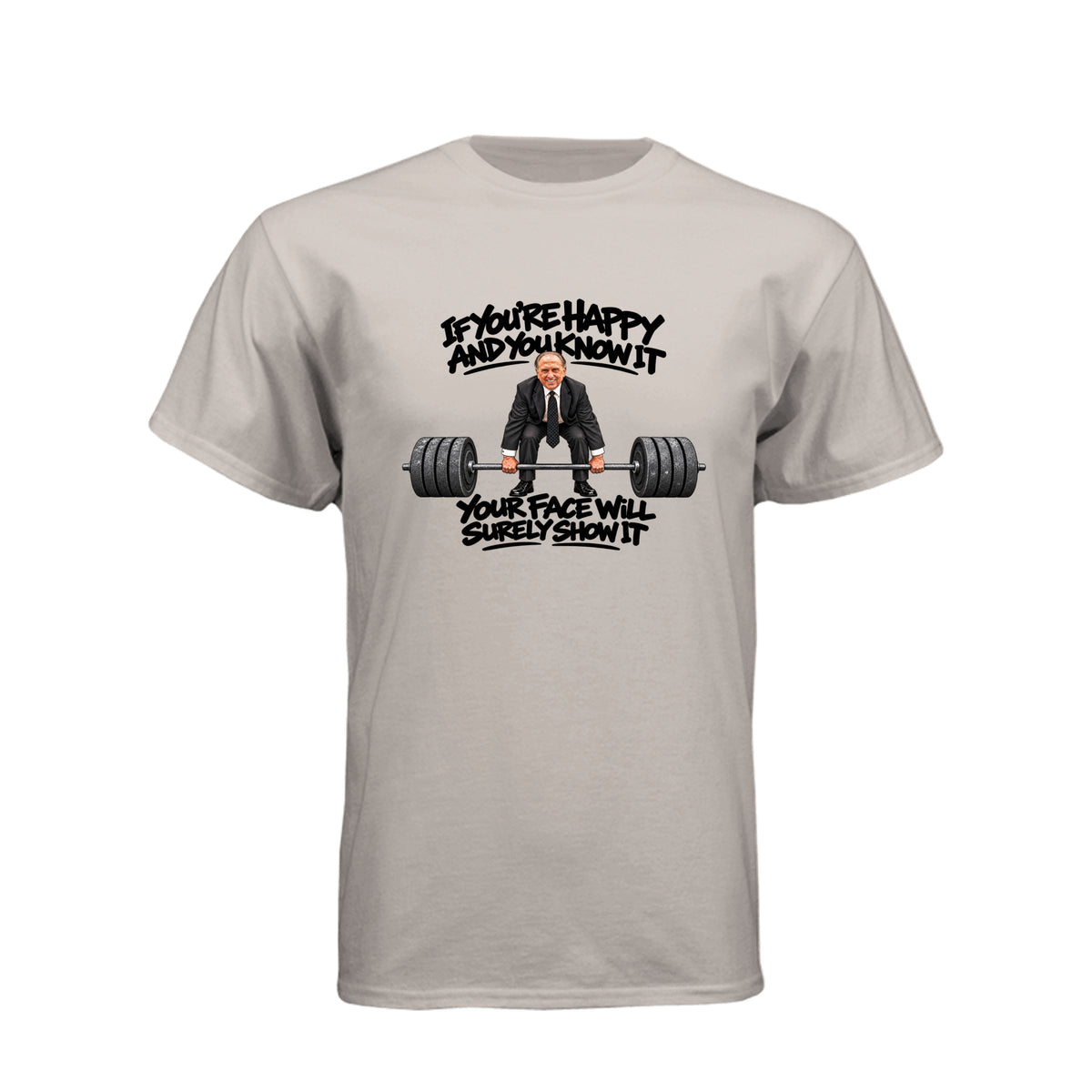 President Thomas S. Monson If You're Happy and You Know It LDS t-shirt featuring beloved prophet and joy message - product view 12
