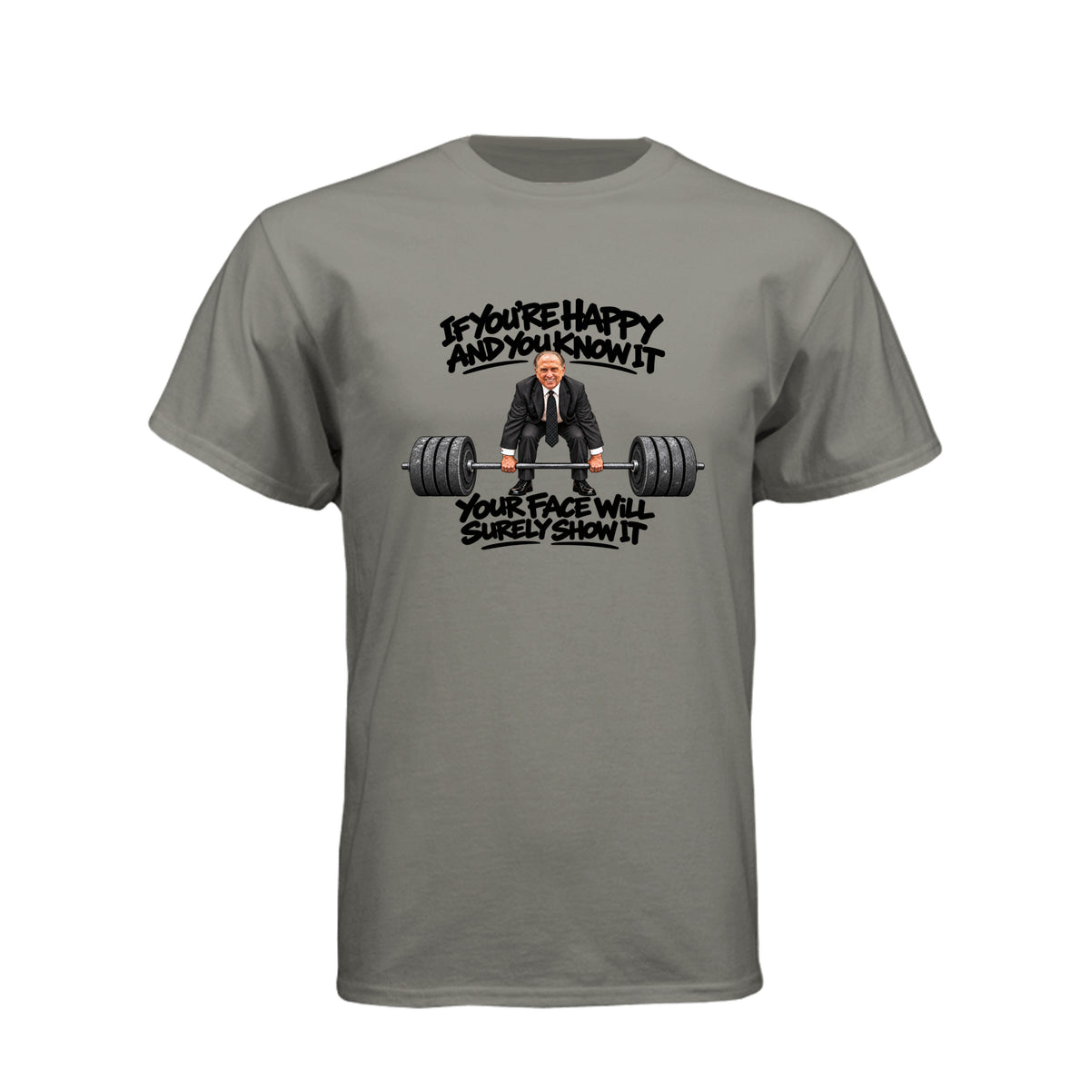 President Thomas S. Monson If You're Happy and You Know It LDS t-shirt featuring beloved prophet and joy message - product view 14