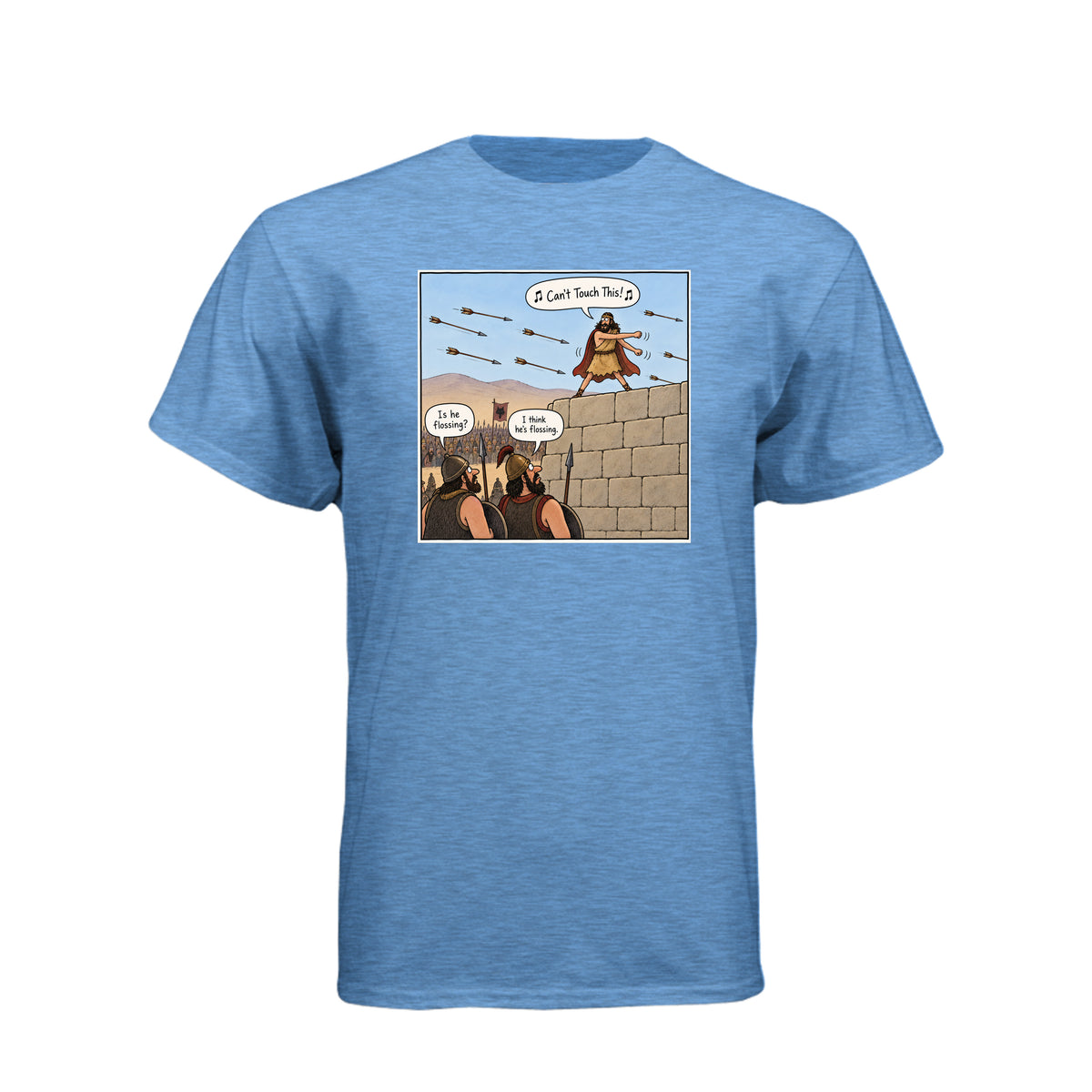 Samuel the Lamanite Flossing LDS t-shirt featuring Book of Mormon prophet and humor about standing firm