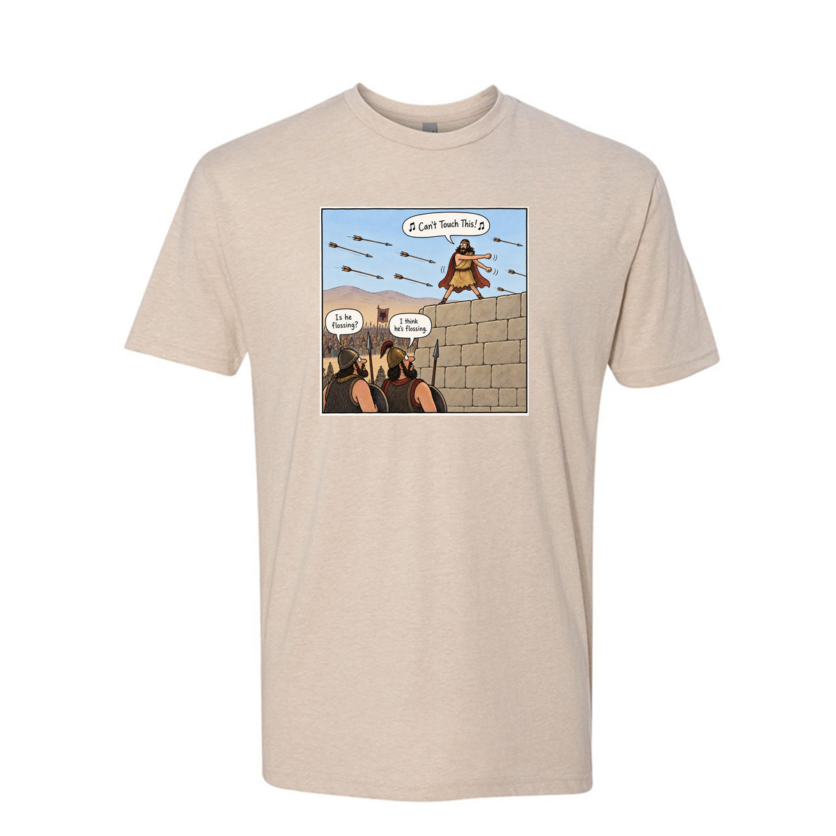 Samuel the Lamanite Flossing LDS t-shirt featuring Book of Mormon prophet and humor about standing firm - product view 2