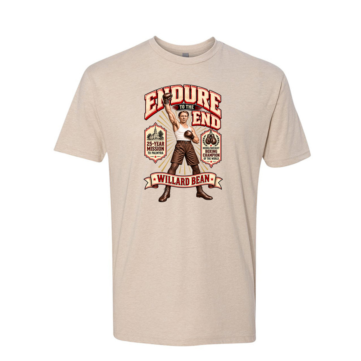 Willard Bean Endure To The End LDS t-shirt featuring Church history figure and endurance message - product view 2
