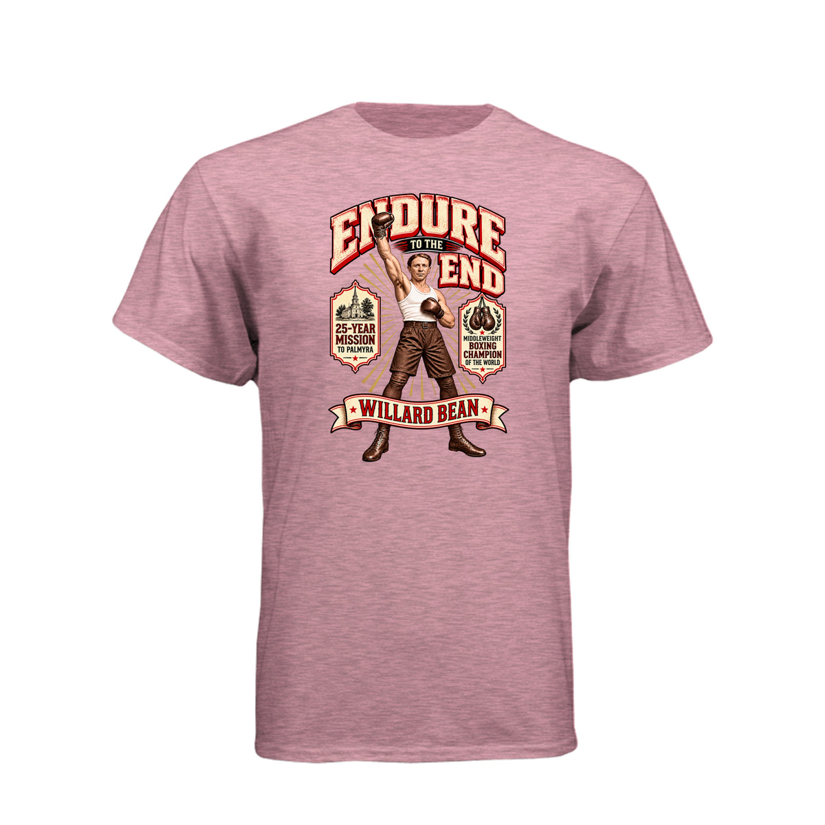 Willard Bean Endure To The End LDS t-shirt featuring Church history figure and endurance message - product view 4