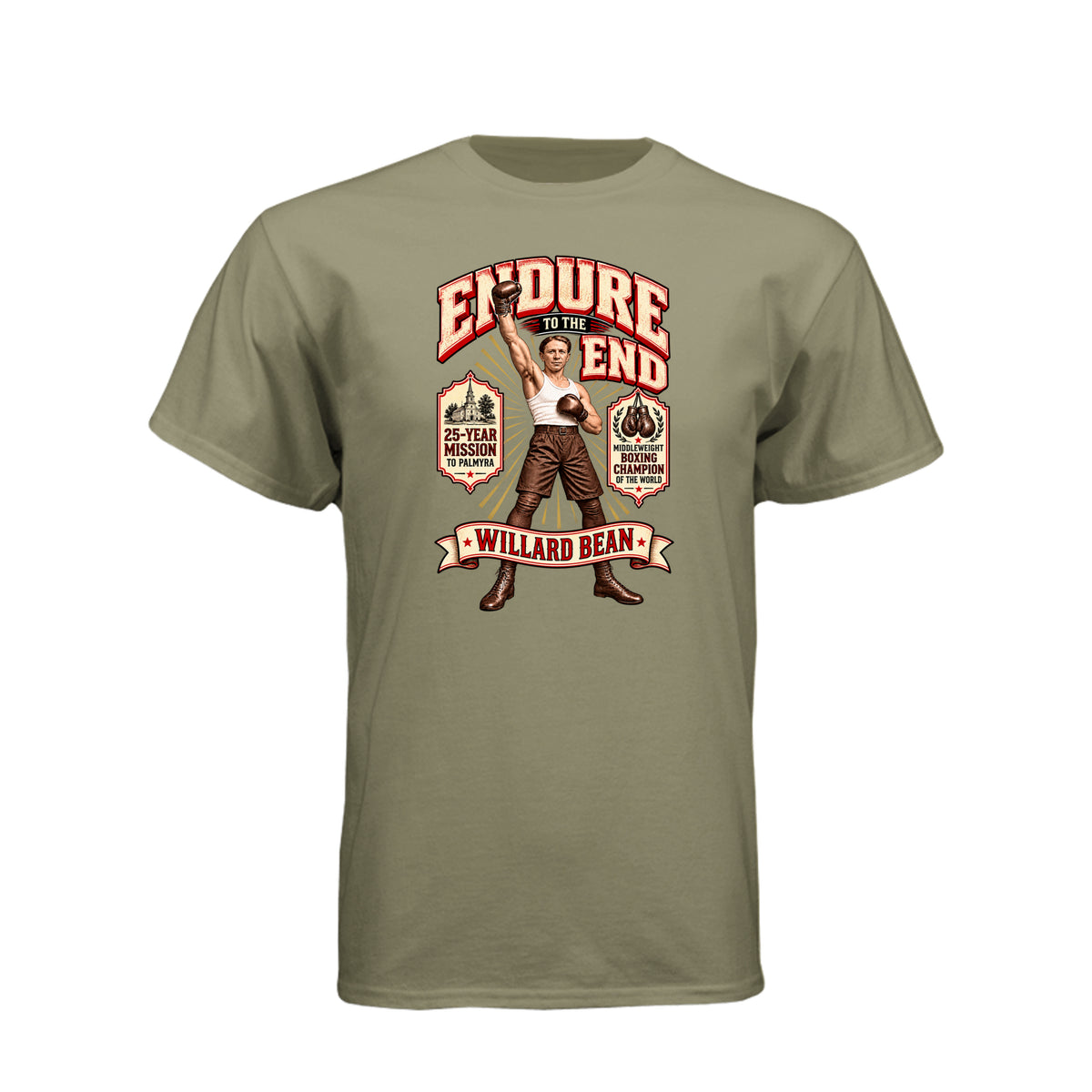 Willard Bean Endure To The End LDS t-shirt featuring Church history figure and endurance message - product view 6