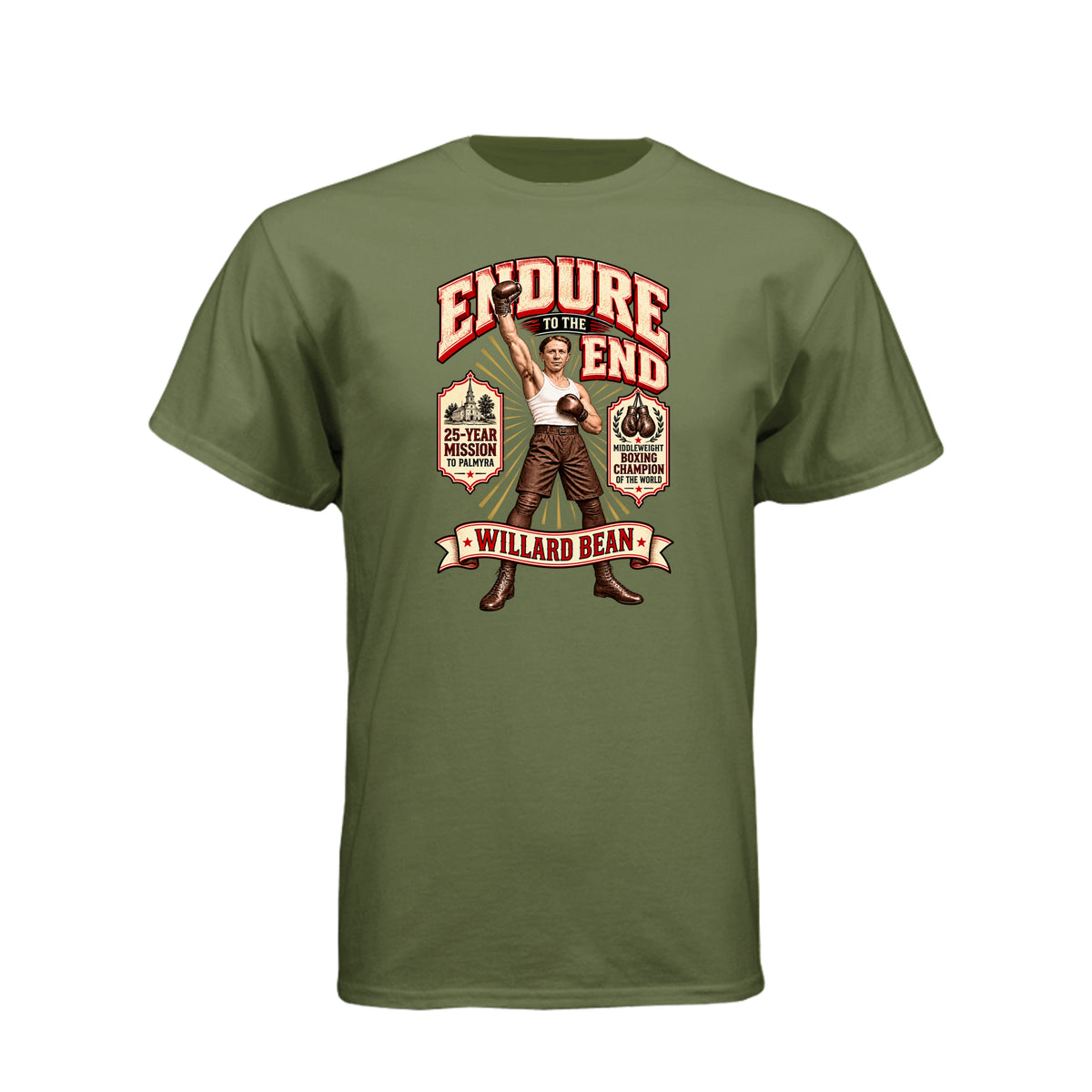 Willard Bean Endure To The End LDS t-shirt featuring Church history figure and endurance message - product view 7