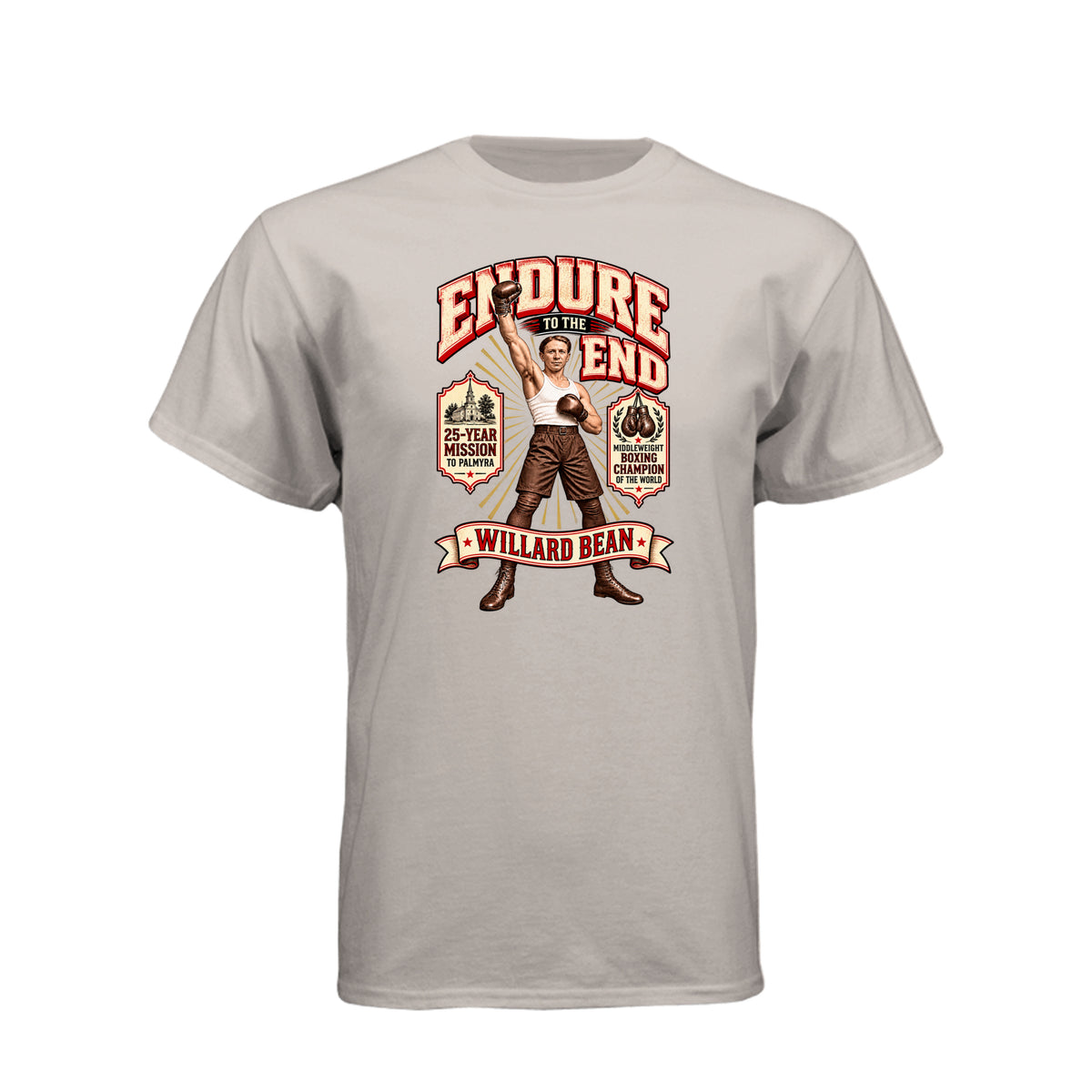 Willard Bean Endure To The End LDS t-shirt featuring Church history figure and endurance message - product view 11