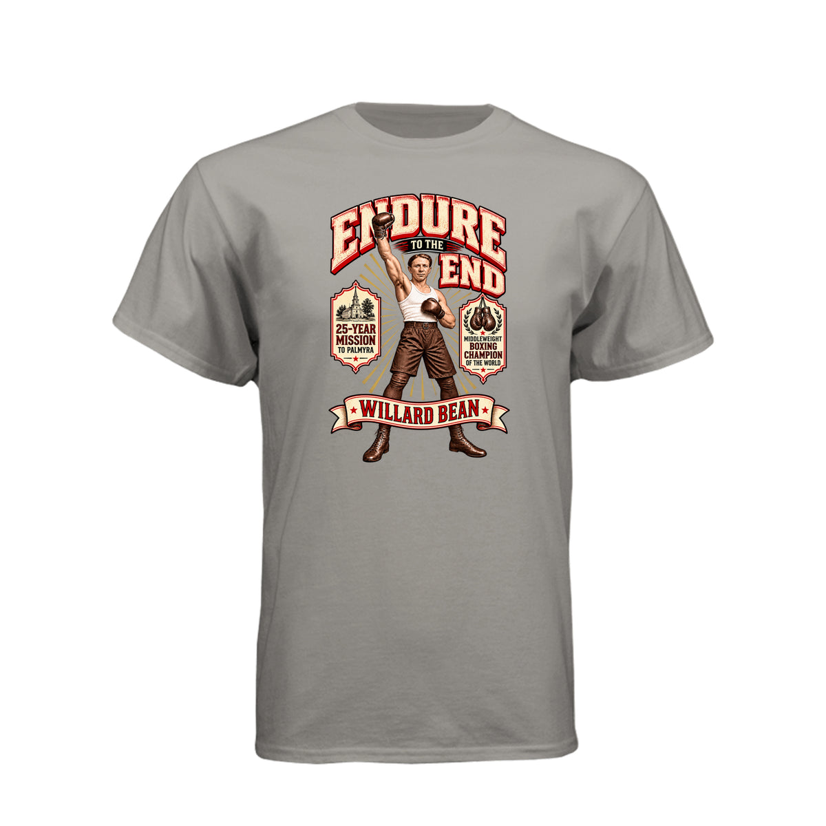 Willard Bean Endure To The End LDS t-shirt featuring Church history figure and endurance message - product view 12