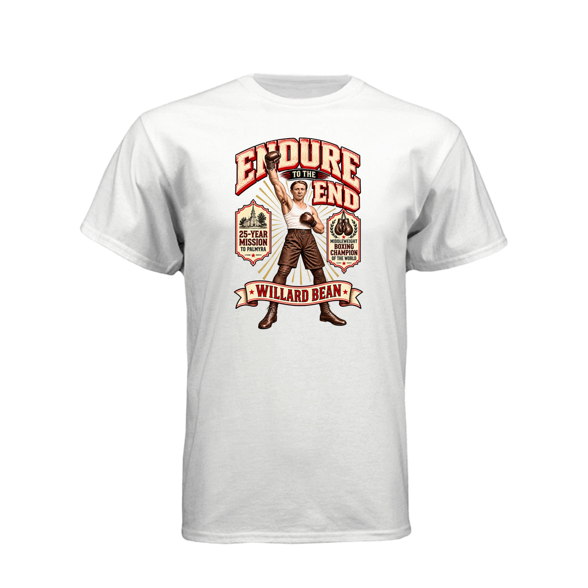 Willard Bean Endure To The End LDS t-shirt featuring Church history figure and endurance message - product view 14