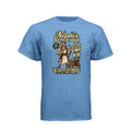 Nephi's Bow Repair Shop LDS t-shirt featuring Book of Mormon story and humor about Nephi making a new bow - product view 3