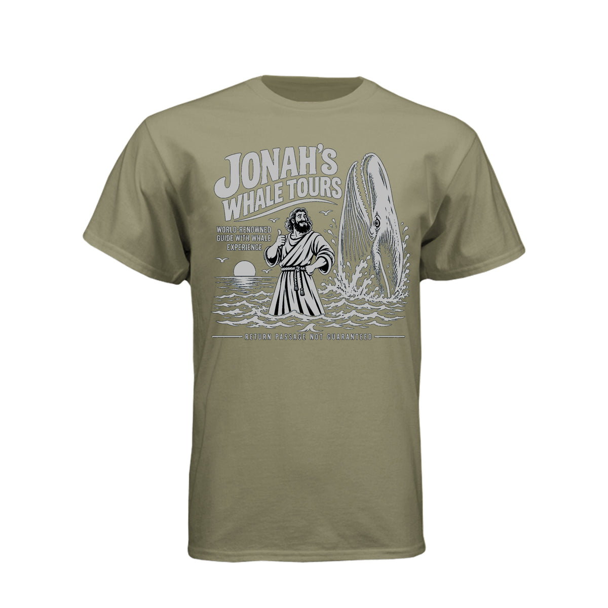 Jonah Whale Tours LDS t-shirt featuring biblical prophet and humor about Jonah and the whale - product view 6