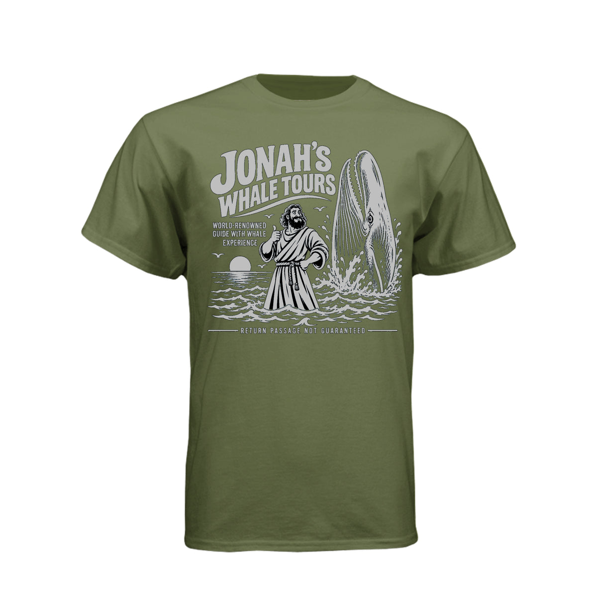 Jonah Whale Tours LDS t-shirt featuring biblical prophet and humor about Jonah and the whale - product view 7