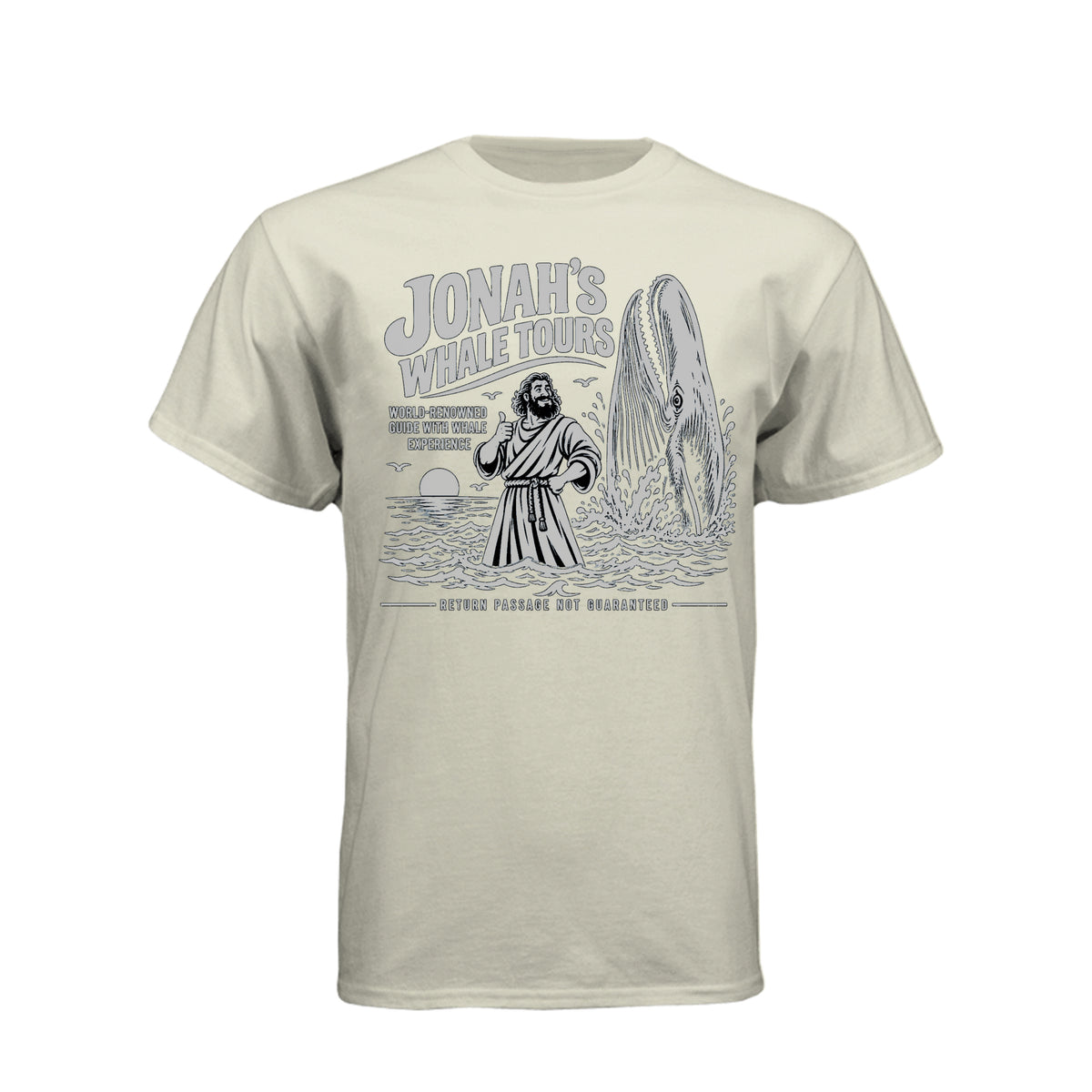 Jonah Whale Tours LDS t-shirt featuring biblical prophet and humor about Jonah and the whale - product view 10
