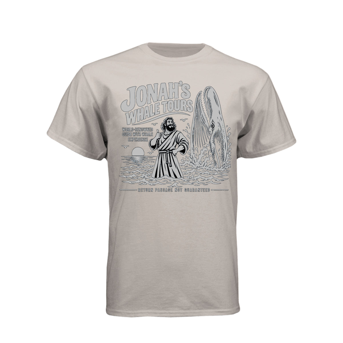 Jonah Whale Tours LDS t-shirt featuring biblical prophet and humor about Jonah and the whale - product view 11