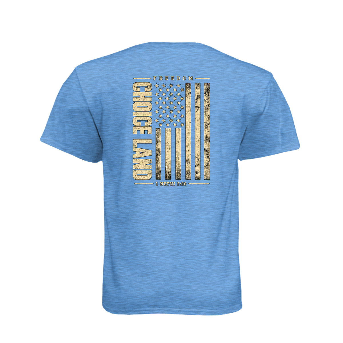 Choice Land 1 Nephi 2:20 LDS t-shirt featuring Book of Mormon scripture about the promised land - product view 4