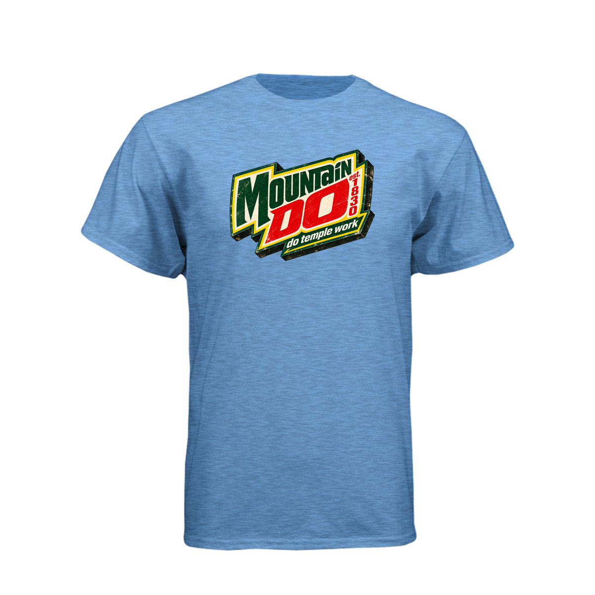 Mountain Do Temple Work LDS t-shirt featuring temple attendance message and humor - product view 2